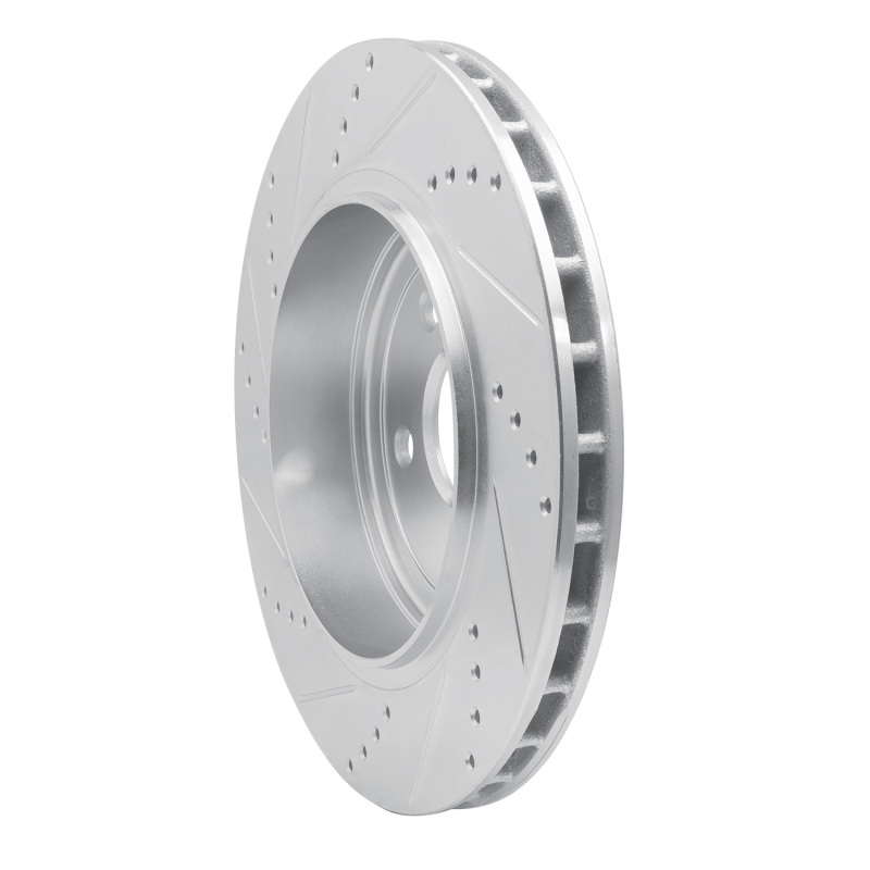Dodge Durango Brake Rotor (1) - Rear Right - R1 Concepts - Drilled & Slotted - Silver - `12-`25